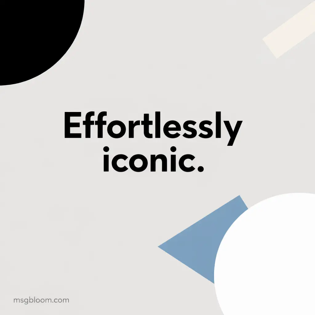 Minimal modern geometric design with clean typography featuring Effortlessly iconic in a stylish social media layout
