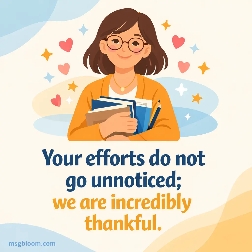 A clean vector illustration showing appreciation for a teacher’s efforts with a gratitude quote highlighting thankfulness and recognition.