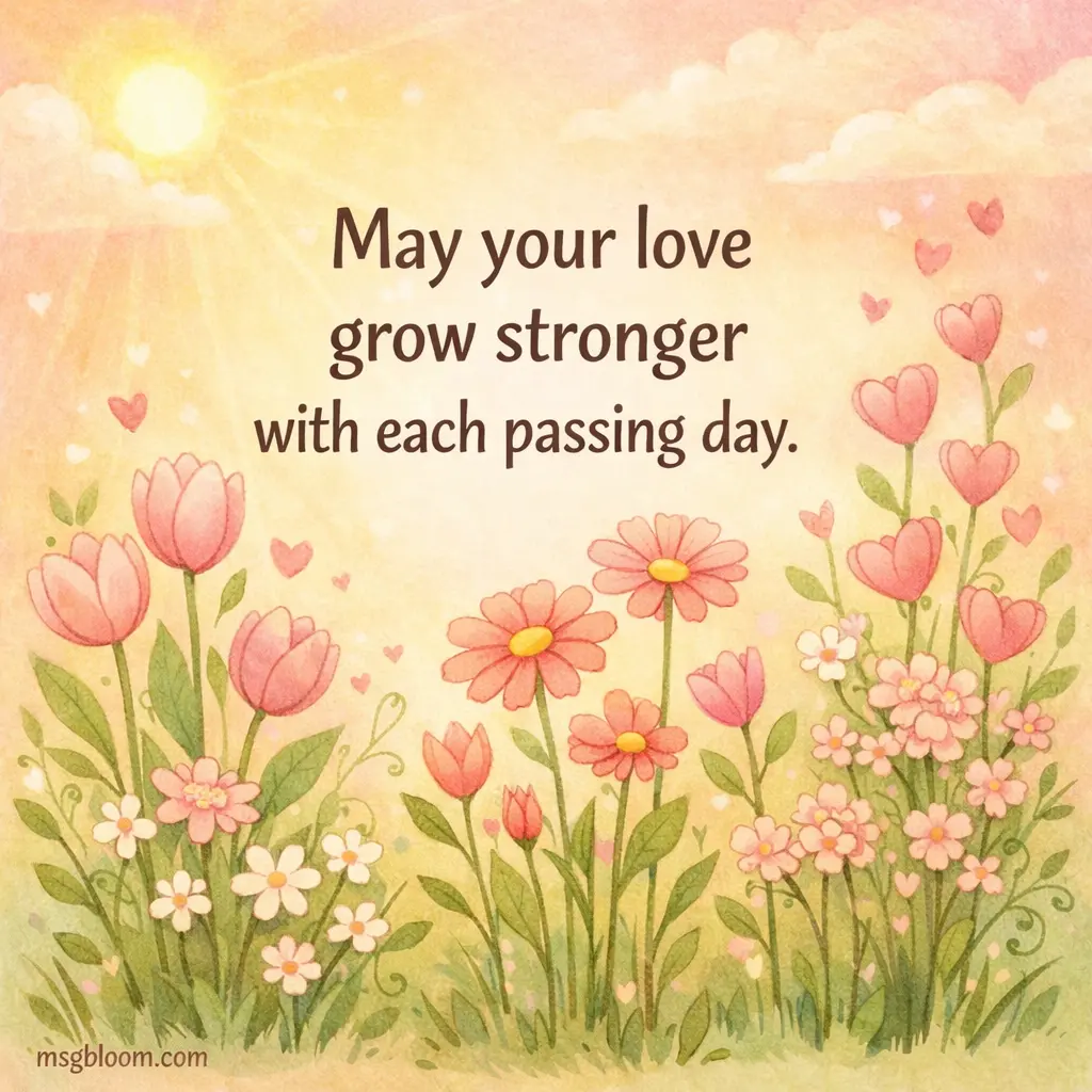 5. Hand-drawn blooming flowers illustration symbolizing growing love and strengthening relationships over time.