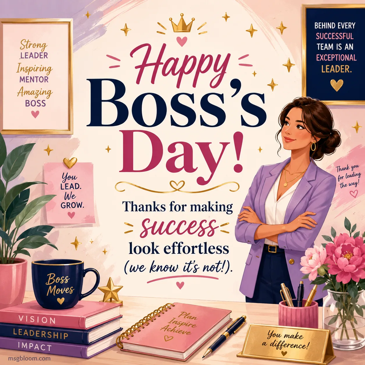 Happy Boss's Day thanks for making success look effortless we know it's not