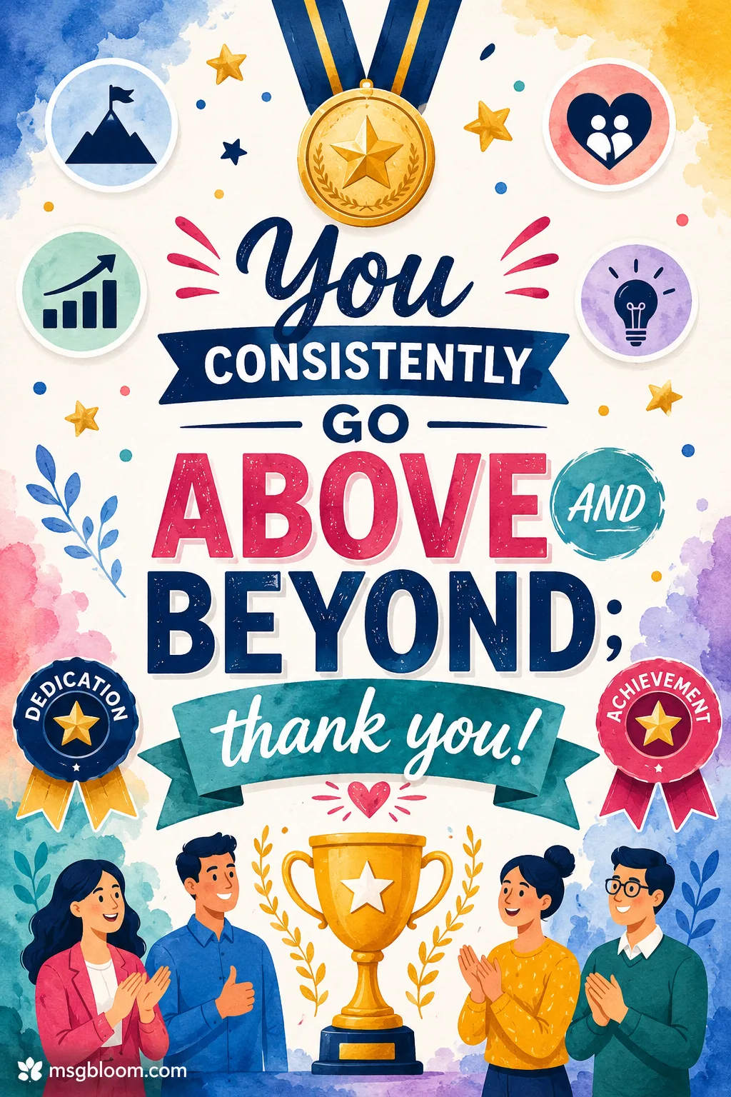 Recognition message honoring employee persistence and dedication