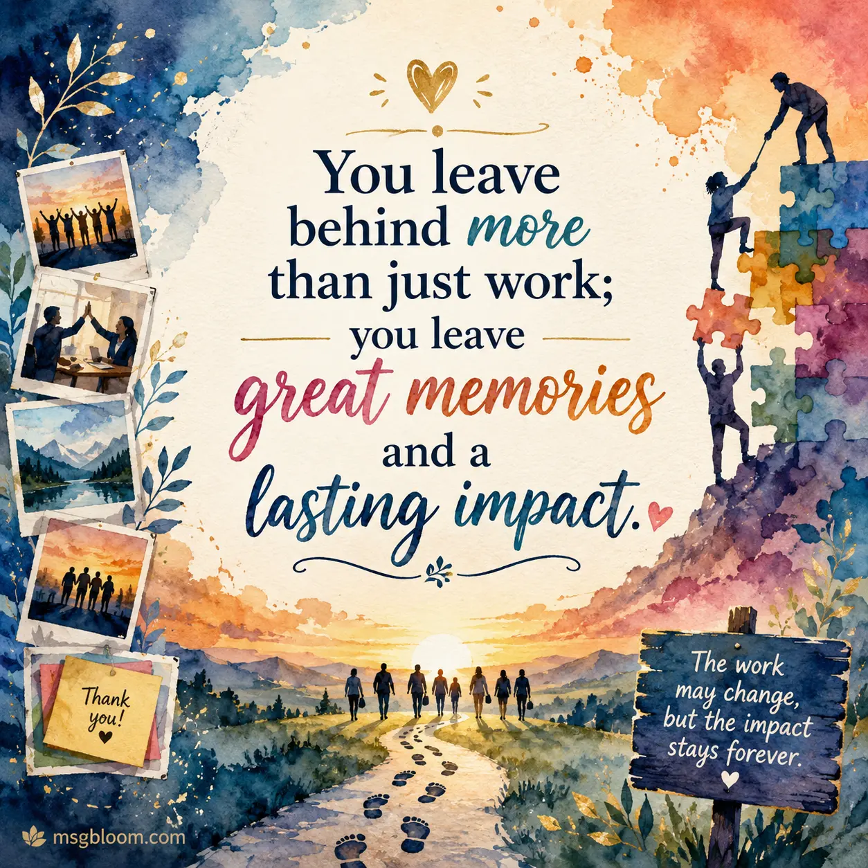 You leave behind more than just work you leave great memories and a lasting impact