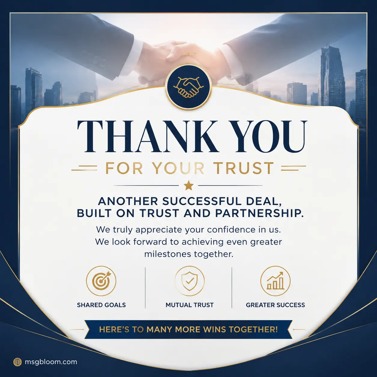 Business thank you message after deal
