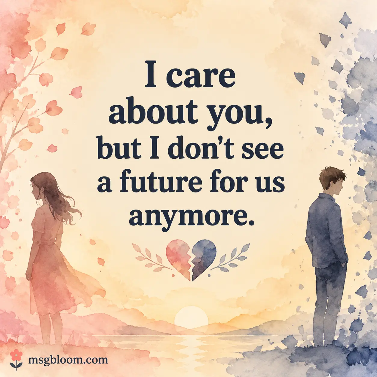 Gentle farewell breakup message social quote design