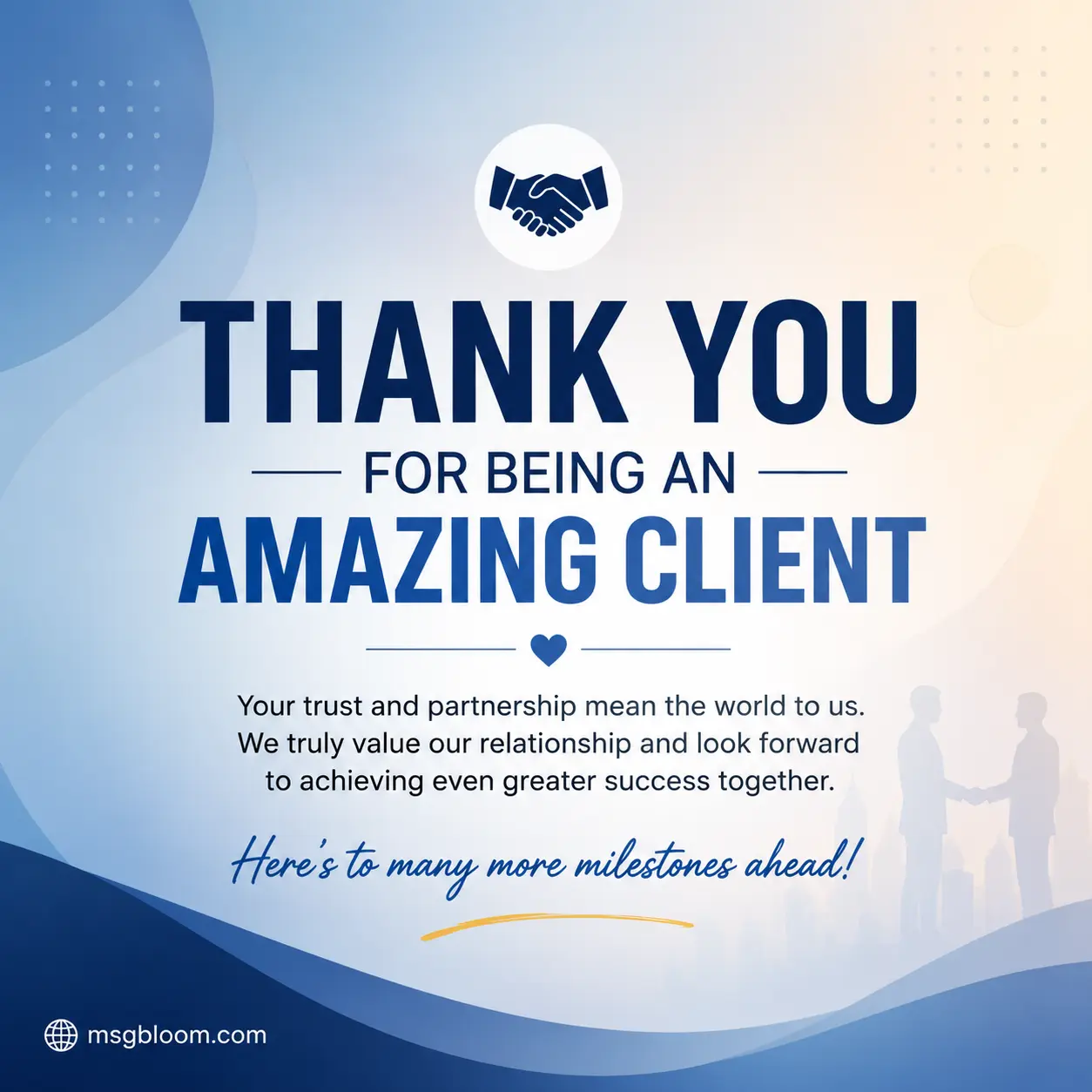 Professional thank you message to client