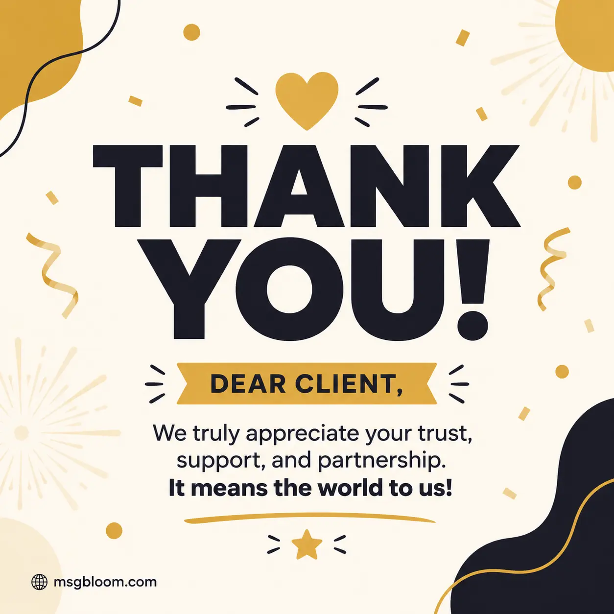 Short thank you message to client
